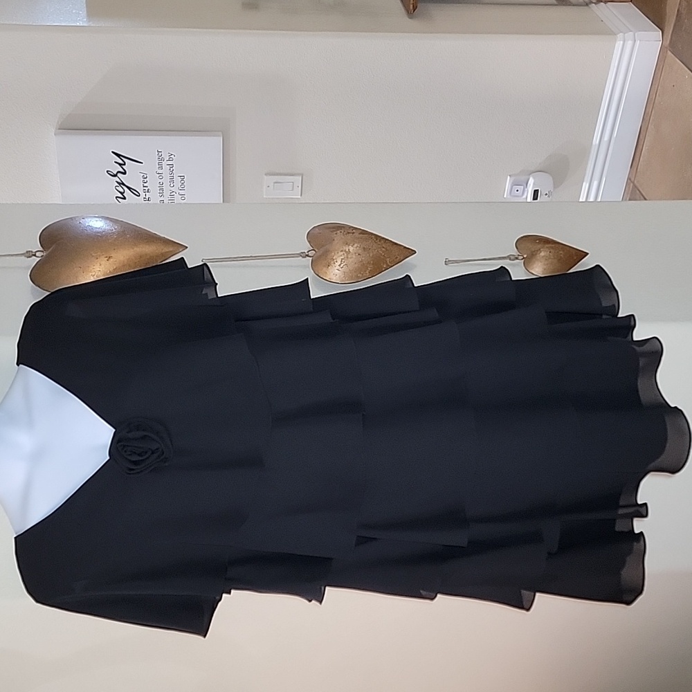 AFTER DARK Tiered Sleeveless Flowy Cocktail Dress Black Plus Size 20